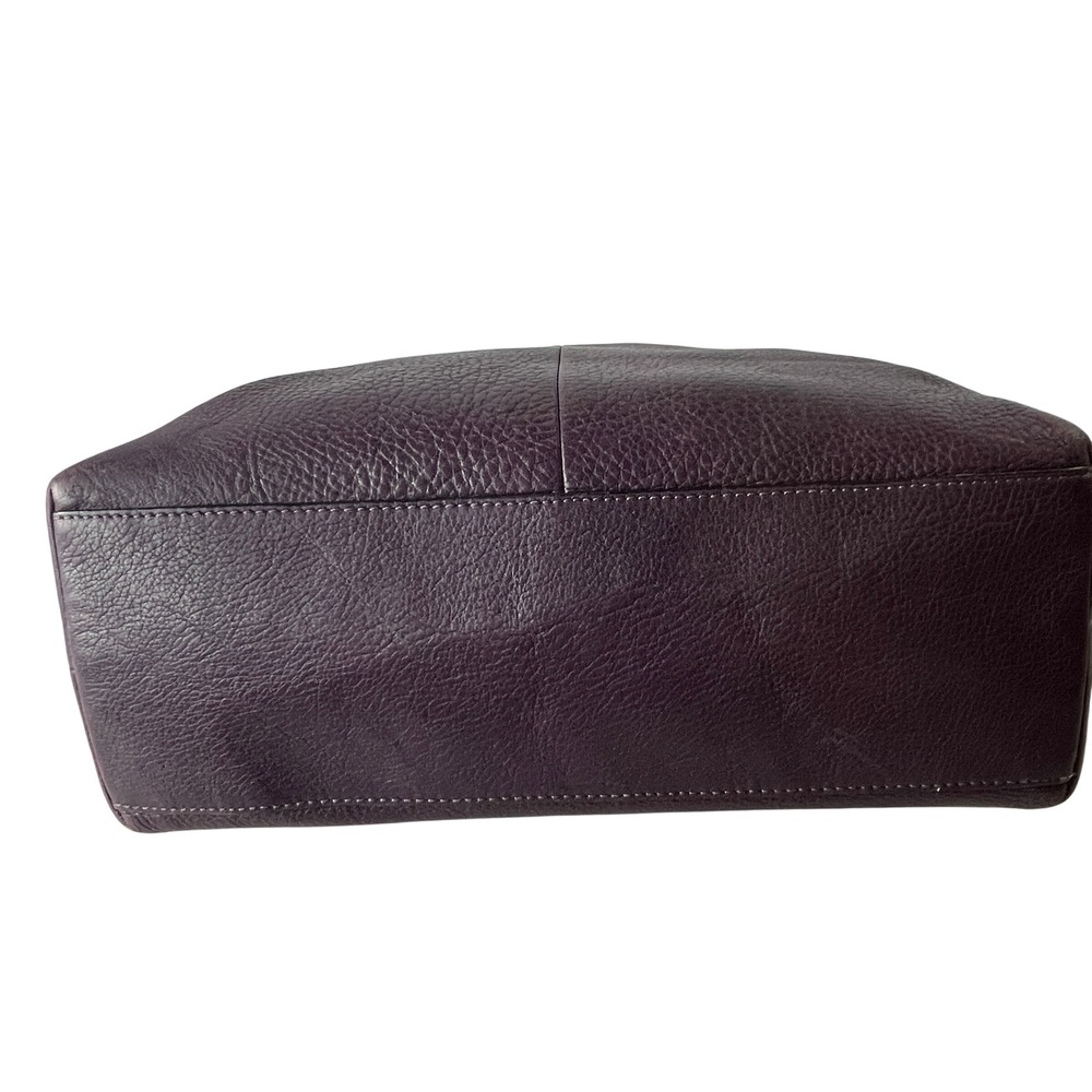 Coach Madison Phoebe Tote Pebbled Leather Plum Shoulder Bag Slouchy Zip Top - Picture 13 of 15
